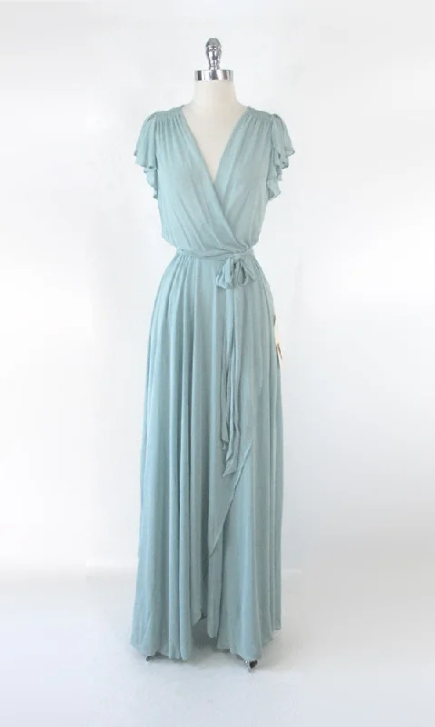 Vintage 70s | 40s Seafoam Full Length Sheer Gown Dress S | M Luxury unclassified dresses