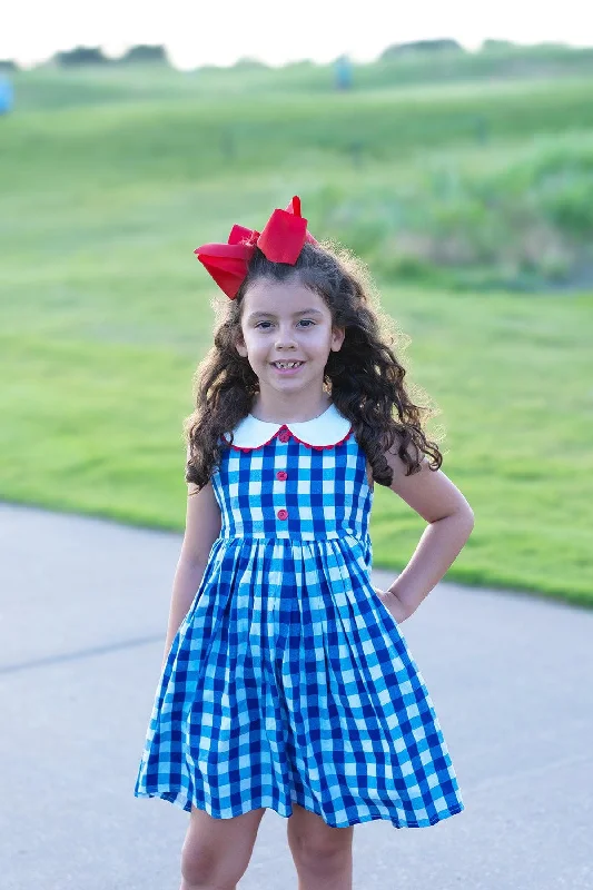 Vintage Alabama Blue Gingham Dress w/ Hair Bow Women's unclassified dresses