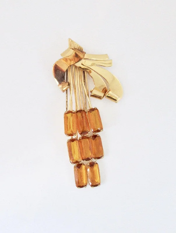 Honey Golden Vintage Clip with Golden Amber Stones Smocked unclassified dresses