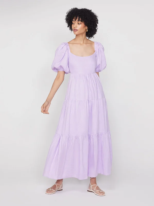 Gianna Lilac Maxi Dress Soft Ruffled Maxi