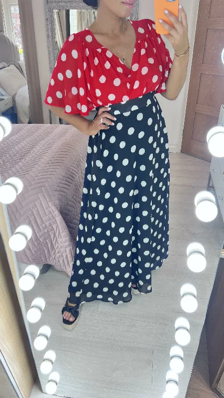 Hetty Polka Dot Chiffon Maxi Dress Vintage Maxi Skirt