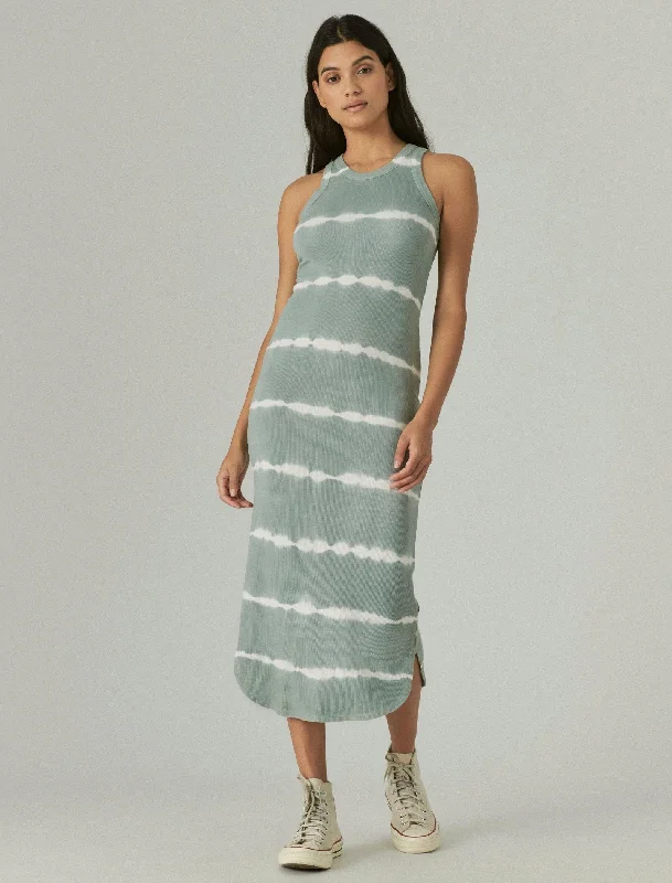 Lucky Brand Womens Knit Maxi Tank Dress Ruffle Long Maxi