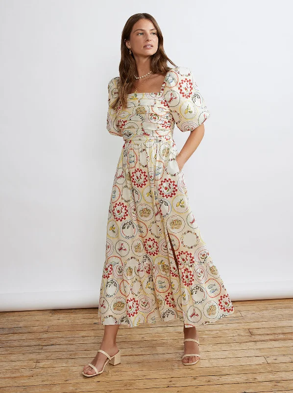 Maggie Vintage Plates Maxi Dress Sexy Maxi Skirt