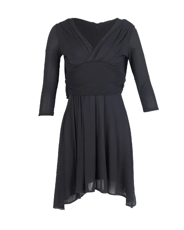 Prada Ruched Mini Dress in Black Viscose Bold Mini Skirt