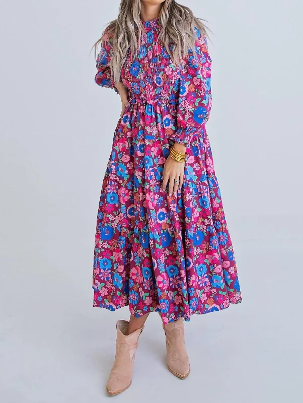 Smock Maxi Dress in Multi Maxi Skirt Dress