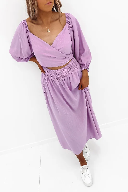 Destiny Midi Dress Lilac Midi Skirt Trendy