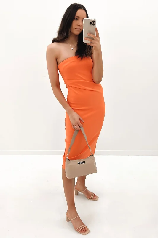 Harlow Midi Dress Orange Soft Denim Midi