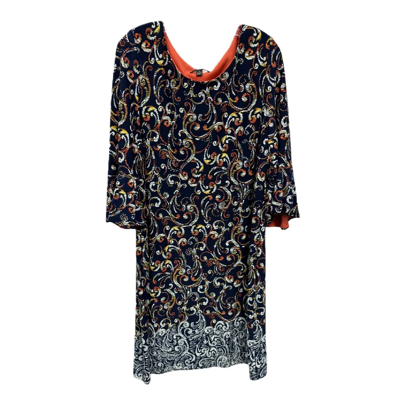 Navy Dress Casual Midi By R And K Originals, Size: Xl Floral A-line Skirt