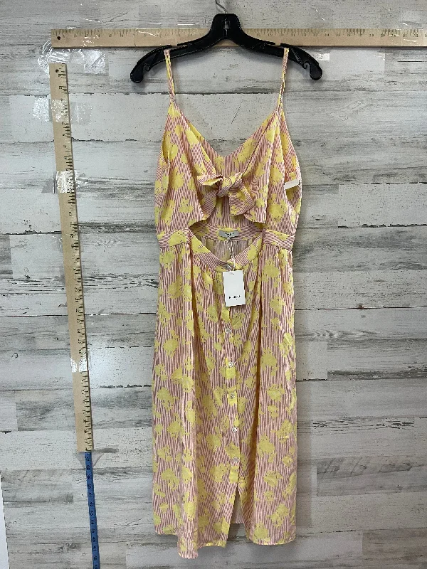 Pink & Yellow Dress Casual Midi FRNCH, Size L Summer Midi Skirt